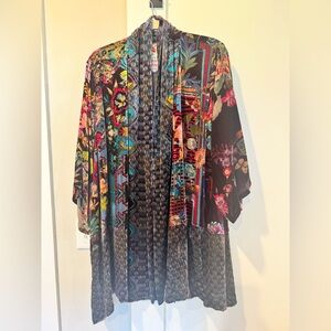 JOHNNY WAS- Floral Pattern Open-Front Kimono Jacket - Multi.